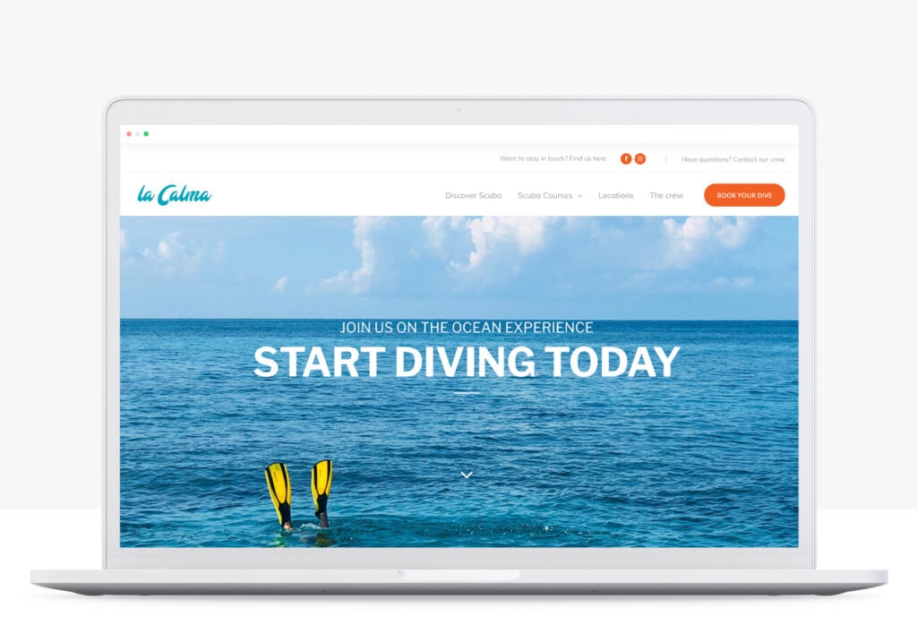 rots in branding portfolio la calma diving website laten maken homepage