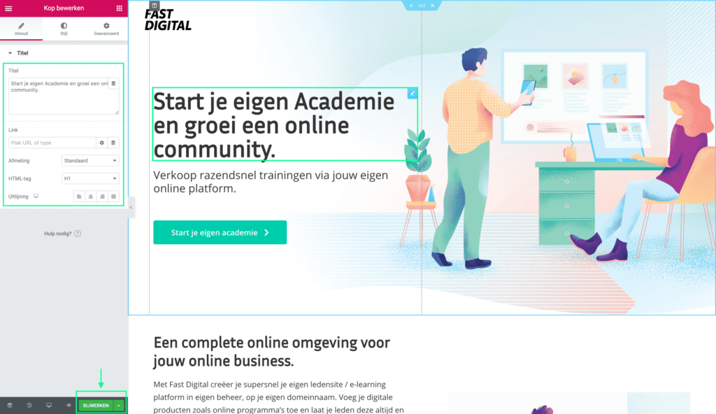 superfijn online academie elementor editor titel aanpassen.png